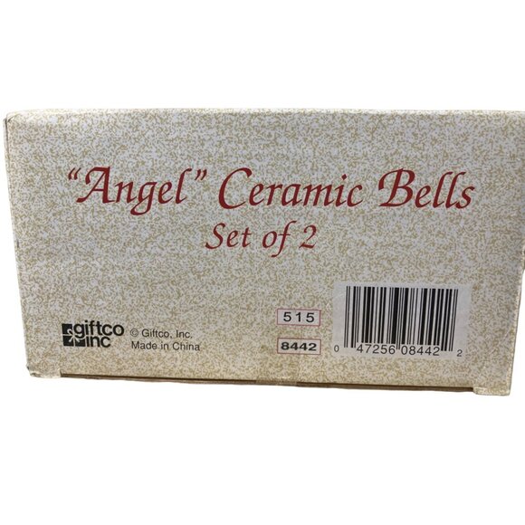 Ceramic Christmas Angel Bells Set of Two Red Green - Picture 13 of 13